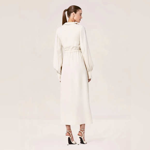 Alexis Ivory Shey Satin Side Slits Crepe Style V-Neckline Dress size S - Picture 5 of 11